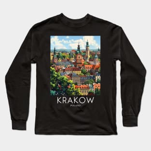 A Pop Art Travel Print of Krakow - Poland Long Sleeve T-Shirt